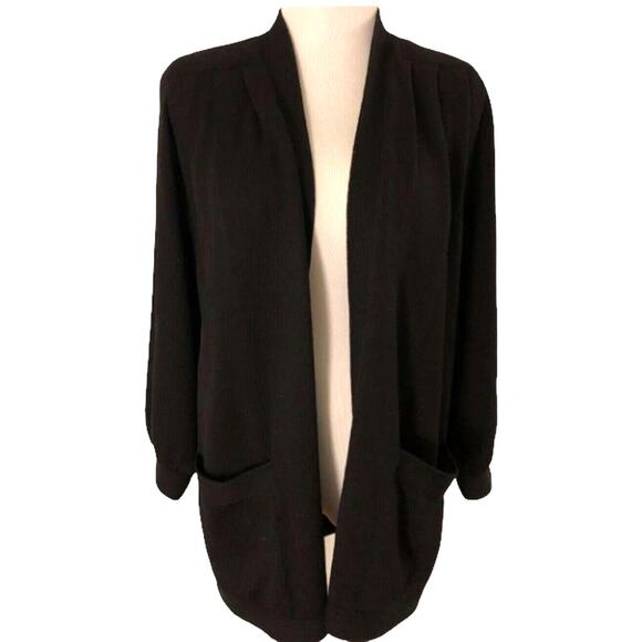 VTG Black St John Separates Open Longline Cardigan Santana Knit Small - Picture 1 of 11